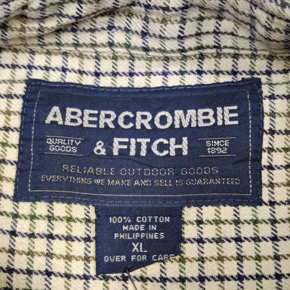 Abercrombie Fitch Plaid Long Sleeve Button Down Shirt Men XL 100% cotton - Picture 7 of 9